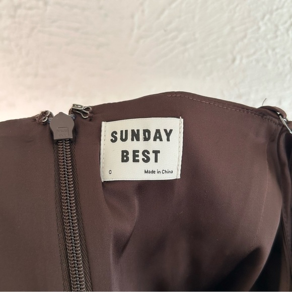 Aritzia Sunday Best Satin Dress Mocha Brown Sz 0 - Picture 5 of 6